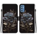 For Samsung Galaxy M52 5G Crystal Texture Colored Drawing Leather Phone Case(Black Rose)