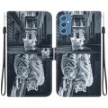 For Samsung Galaxy M52 5G Crystal Texture Colored Drawing Leather Phone Case(Cat Tiger Reflection)