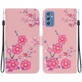 For Samsung Galaxy M52 5G Crystal Texture Colored Drawing Leather Phone Case(Cherry Blossoms)