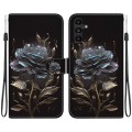 For Samsung Galaxy A13 5G Crystal Texture Colored Drawing Leather Phone Case(Black Rose)