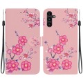 For Samsung Galaxy A13 5G Crystal Texture Colored Drawing Leather Phone Case(Cherry Blossoms)
