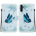 For Samsung Galaxy A13 5G Crystal Texture Colored Drawing Leather Phone Case(Blue Pansies)