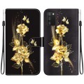 For Samsung Galaxy A03s US Version Crystal Texture Colored Drawing Leather Phone Case(Gold Butterfly