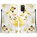 For Samsung Galaxy A03s EU Version Crystal Texture Colored Drawing Leather Phone Case(Gold Butterfly