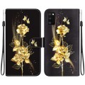 For Samsung Galaxy A41 Crystal Texture Colored Drawing Leather Phone Case(Gold Butterfly Rose)