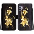 For Samsung Galaxy A32 4G Crystal Texture Colored Drawing Leather Phone Case(Gold Butterfly Rose)