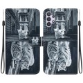 For Samsung Galaxy A32 4G Crystal Texture Colored Drawing Leather Phone Case(Cat Tiger Reflection)