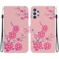 For Samsung Galaxy A32 4G Crystal Texture Colored Drawing Leather Phone Case(Cherry Blossoms)