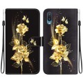 For Samsung Galaxy A02 / M02 Indian Crystal Texture Colored Drawing Leather Phone Case(Gold Butterfl