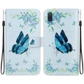 For Samsung Galaxy A02 / M02 Indian Crystal Texture Colored Drawing Leather Phone Case(Blue Pansies)