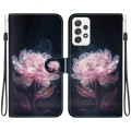 For Samsung Galaxy A72 5G / 4G Crystal Texture Colored Drawing Leather Phone Case(Purple Peony)
