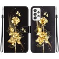 For Samsung Galaxy A72 5G / 4G Crystal Texture Colored Drawing Leather Phone Case(Gold Butterfly Ros