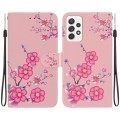 For Samsung Galaxy A52 5G / 4G Crystal Texture Colored Drawing Leather Phone Case(Cherry Blossoms)