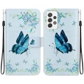 For Samsung Galaxy A52 5G / 4G Crystal Texture Colored Drawing Leather Phone Case(Blue Pansies)