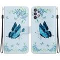 For Samsung Galaxy A32 5G Crystal Texture Colored Drawing Leather Phone Case(Blue Pansies)