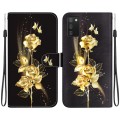 For Samsung Galaxy A02s EU Version Crystal Texture Colored Drawing Leather Phone Case(Gold Butterfly