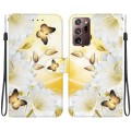 For Samsung Galaxy Note20 Ultra Crystal Texture Colored Drawing Leather Phone Case(Gold Butterfly Ep