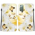 For Samsung Galaxy Note20 Crystal Texture Colored Drawing Leather Phone Case(Gold Butterfly Epiphyll