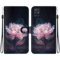 For Samsung Galaxy A51 5G Crystal Texture Colored Drawing Leather Phone Case(Purple Peony)