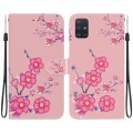 For Samsung Galaxy A51 5G Crystal Texture Colored Drawing Leather Phone Case(Cherry Blossoms)