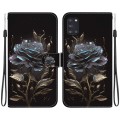 For Samsung Galaxy A31 Crystal Texture Colored Drawing Leather Phone Case(Black Rose)