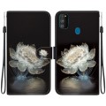 For Samsung Galaxy M30s / M21 Crystal Texture Colored Drawing Leather Phone Case(Crystal Peony)