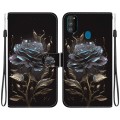 For Samsung Galaxy M30s / M21 Crystal Texture Colored Drawing Leather Phone Case(Black Rose)