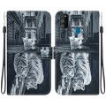 For Samsung Galaxy M30s / M21 Crystal Texture Colored Drawing Leather Phone Case(Cat Tiger Reflectio