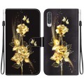 For Samsung Galaxy A70 / A70s Crystal Texture Colored Drawing Leather Phone Case(Gold Butterfly Rose