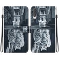 For Samsung Galaxy A70 / A70s Crystal Texture Colored Drawing Leather Phone Case(Cat Tiger Reflectio