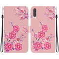 For Samsung Galaxy A70 / A70s Crystal Texture Colored Drawing Leather Phone Case(Cherry Blossoms)