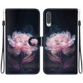 For Samsung Galaxy A50 / A30s / A50s Crystal Texture Colored Drawing Leather Phone Case(Purple Peony
