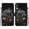 For Samsung Galaxy A50 / A30s / A50s Crystal Texture Colored Drawing Leather Phone Case(Black Rose)