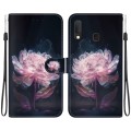For Samsung Galaxy A10e / A20e Crystal Texture Colored Drawing Leather Phone Case(Purple Peony)