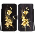 For Samsung Galaxy A10e / A20e Crystal Texture Colored Drawing Leather Phone Case(Gold Butterfly Ros