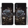 For Samsung Galaxy A10e / A20e Crystal Texture Colored Drawing Leather Phone Case(Black Rose)
