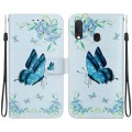 For Samsung Galaxy A10e / A20e Crystal Texture Colored Drawing Leather Phone Case(Blue Pansies)