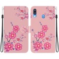 For Samsung Galaxy A40 Crystal Texture Colored Drawing Leather Phone Case(Cherry Blossoms)