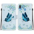 For Samsung Galaxy A40 Crystal Texture Colored Drawing Leather Phone Case(Blue Pansies)