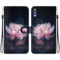 For Samsung Galaxy A10 / M10 Crystal Texture Colored Drawing Leather Phone Case(Purple Peony)