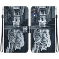 For Samsung Galaxy A10 / M10 Crystal Texture Colored Drawing Leather Phone Case(Cat Tiger Reflection