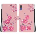 For Samsung Galaxy A10 / M10 Crystal Texture Colored Drawing Leather Phone Case(Cherry Blossoms)