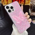 For iPhone 15 Pro Starry Sequin Embroidered Butterfly Epoxy TPU Phone Case(Pink)