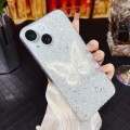 For iPhone 15 Starry Sequin Embroidered Butterfly Epoxy TPU Phone Case(Silver)