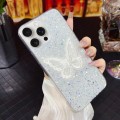 For iPhone 12 Pro Starry Sequin Embroidered Butterfly Epoxy TPU Phone Case(Silver)