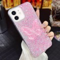 For iPhone 11 Starry Sequin Embroidered Butterfly Epoxy TPU Phone Case(Pink)