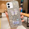 For iPhone 12 Starry Sequin Rhinestones Butterfly Epoxy TPU Phone Case(Silver)