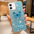 For iPhone 12 mini Starry Sequin Rhinestones Butterfly Epoxy TPU Phone Case(Blue)