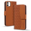 For iPhone 11 Business Diamond Buckle Leather Phone Case with Lanyard(Brown)