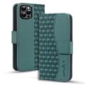 For iPhone 11 Pro Max Business Diamond Buckle Leather Phone Case with Lanyard(Green)